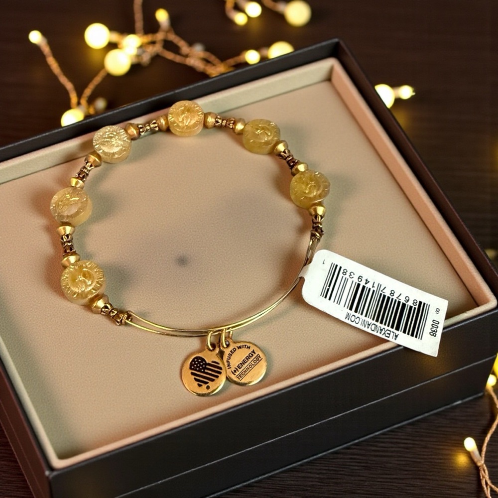 💛ALEX AND ANI💛Sunlight Halo Beaded Bangle in Rafaelian Gold/NWT